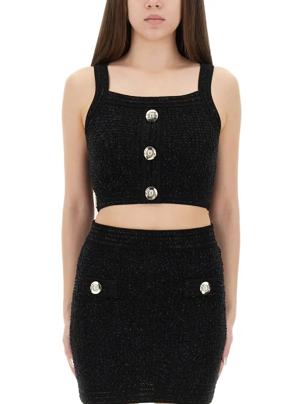 Tweed Crop Top made by Balmain