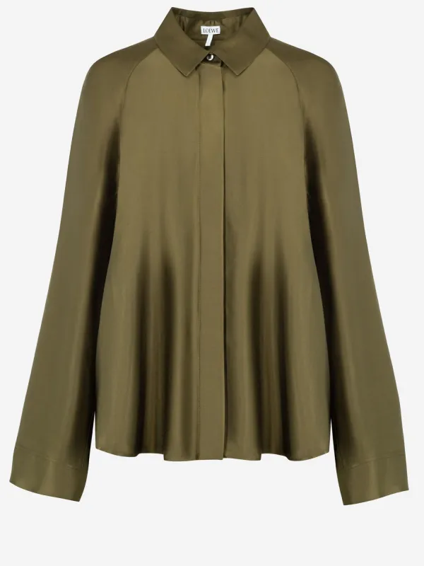 Flowing Stretch Viscose Shirt with Back Cape made by Loewe