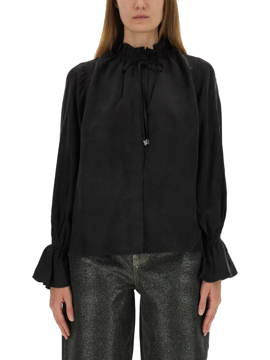 Fluid Cupro Shirt in Black sold by Lord & Taylor