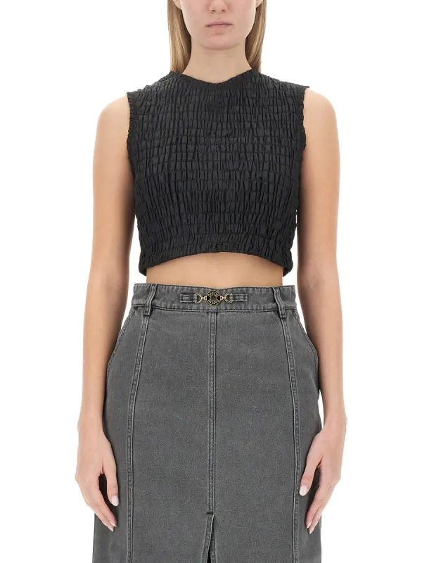 Crop Top in Black Polyester made by Lord & Taylor