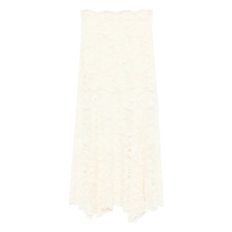Beige Lace Asymmetric Hem Skirt made by Rabanne