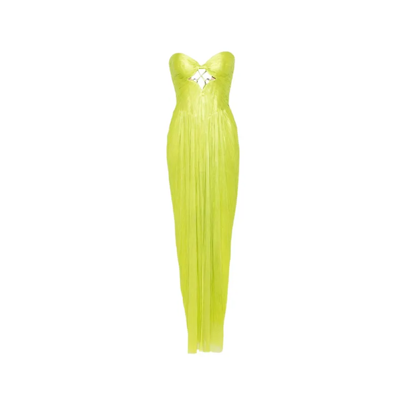 Lime Green Strapless Cut-Out Detail Dress made by Lord & Taylor