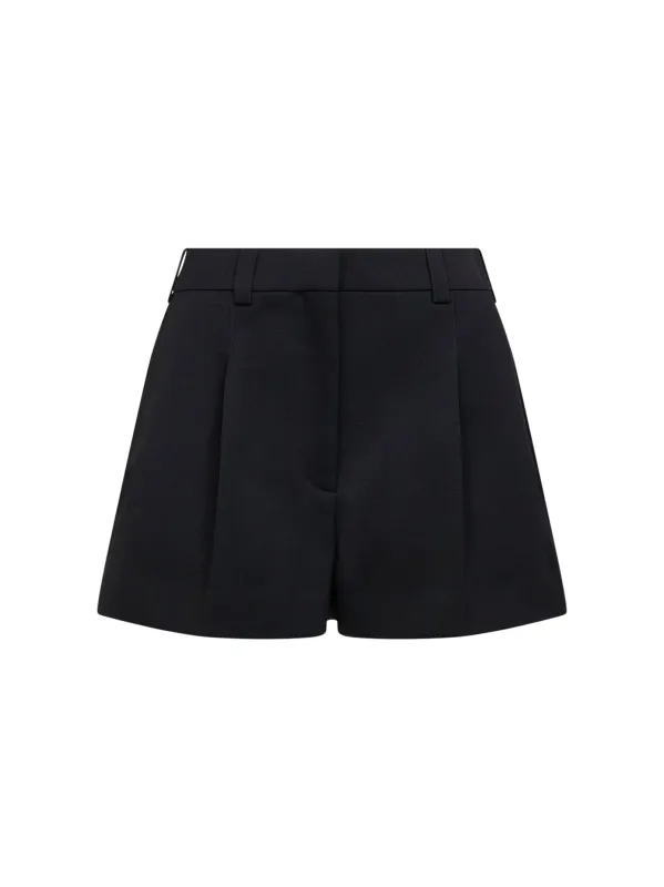 Black Grain de Poudre Wool One-Pleat Shorts made by Givenchy
