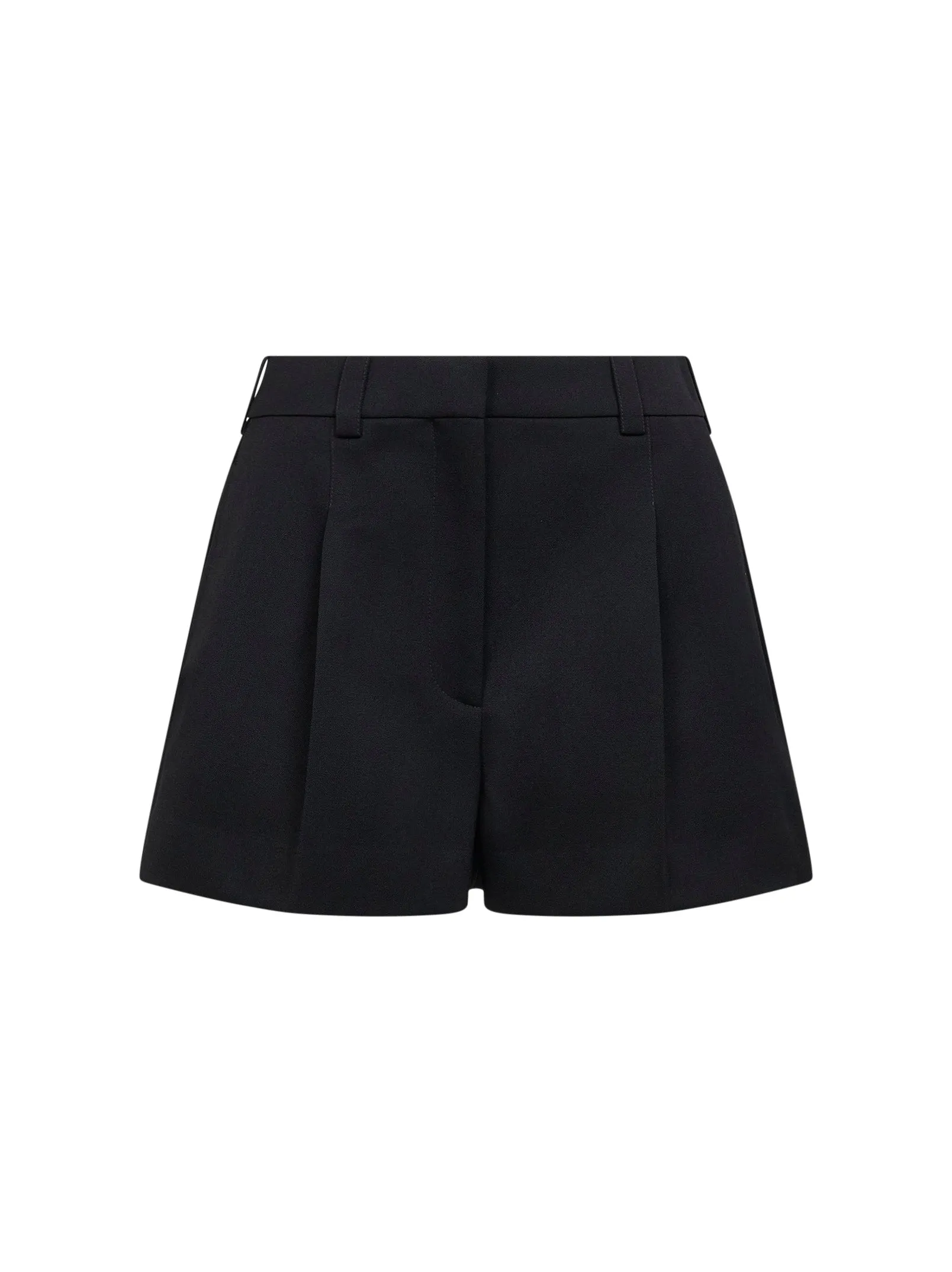 Black Grain de Poudre Wool One-Pleat Shorts sold by Lord & Taylor
