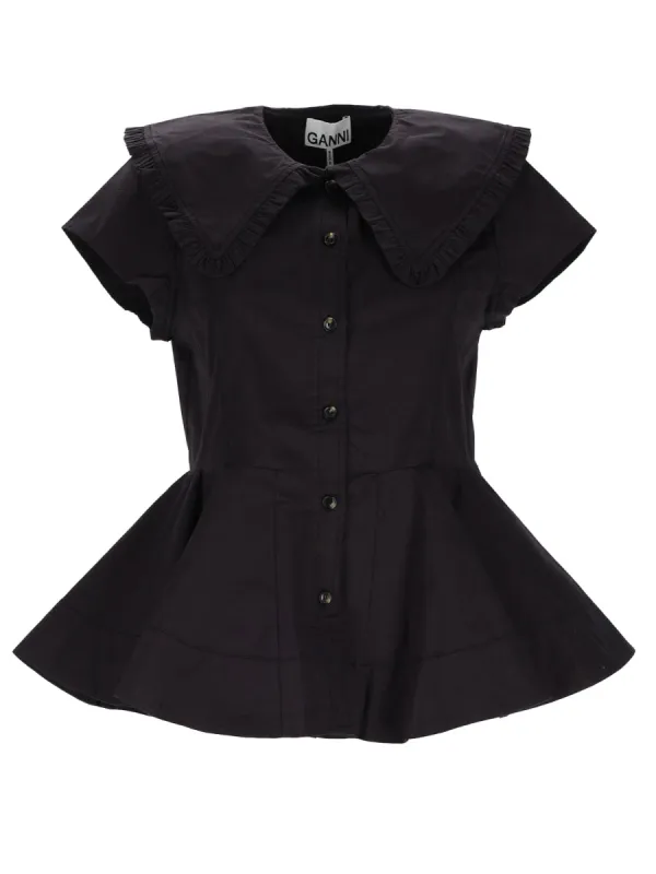 Ruffle Black Shirt made by Ganni