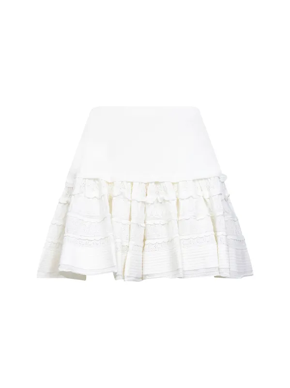 White Virgin Wool Knit Crinoline Skirt made by Alaia