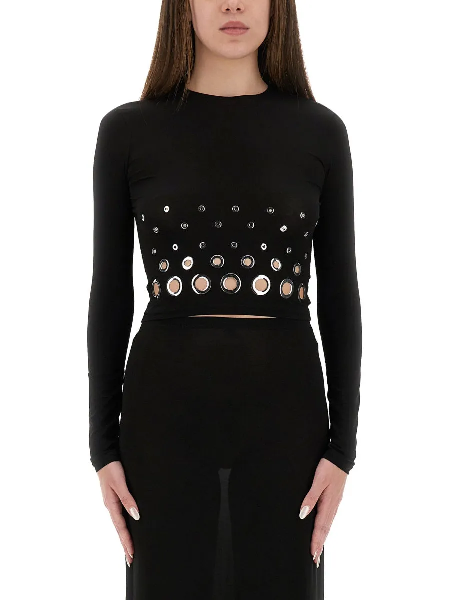 Cropped Top with Eyelets sold by Lord & Taylor