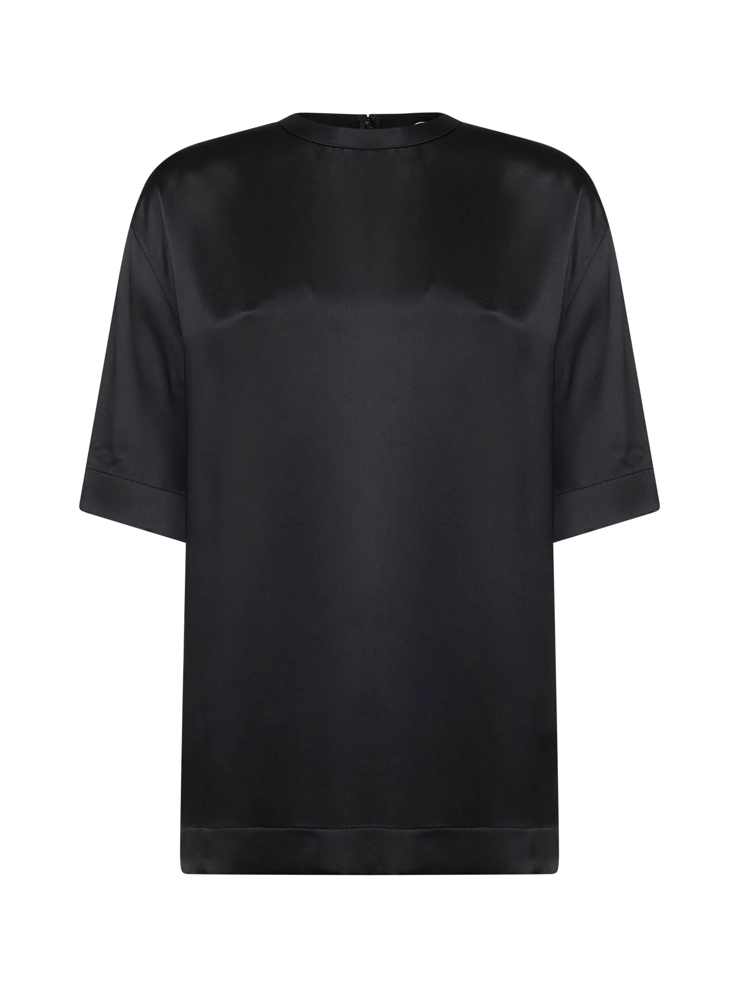 Black Viscose Satin Crewneck T-shirt sold by Lord & Taylor