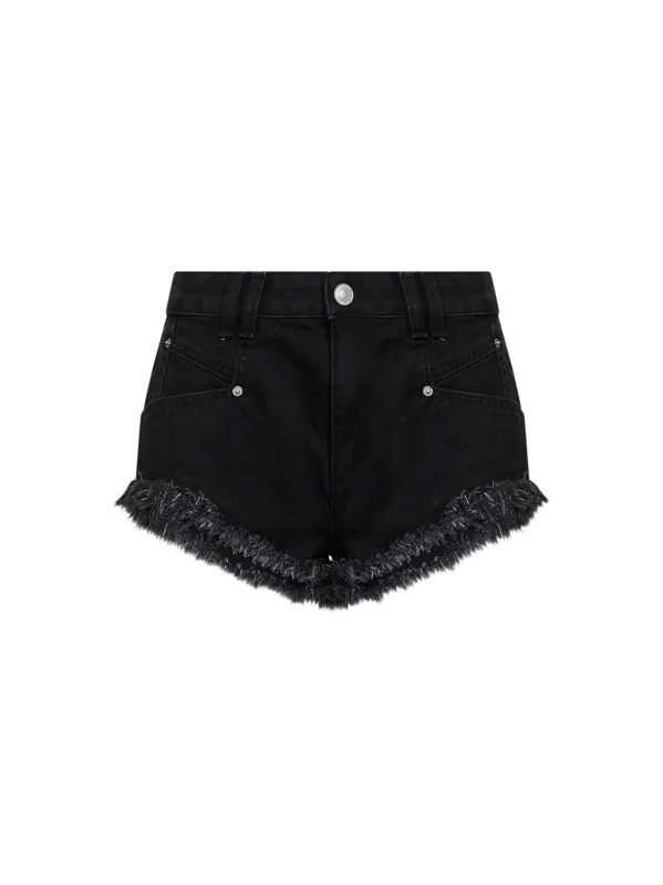 Black Cotton Denim Mini Shorts made by Isabel Marant