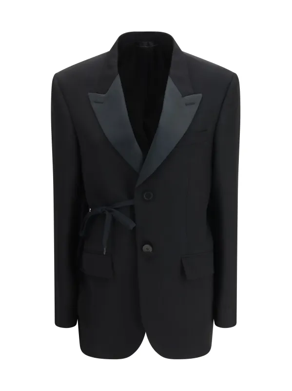 Jacket Wrap Black Wool made by Balenciaga
