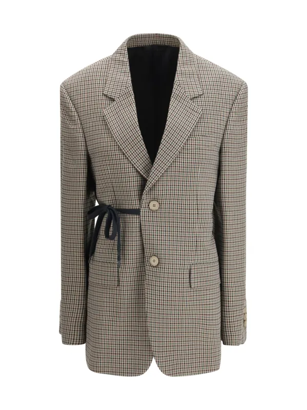Single-Breasted Vichy Jacket Khaki/Brown made by Balenciaga