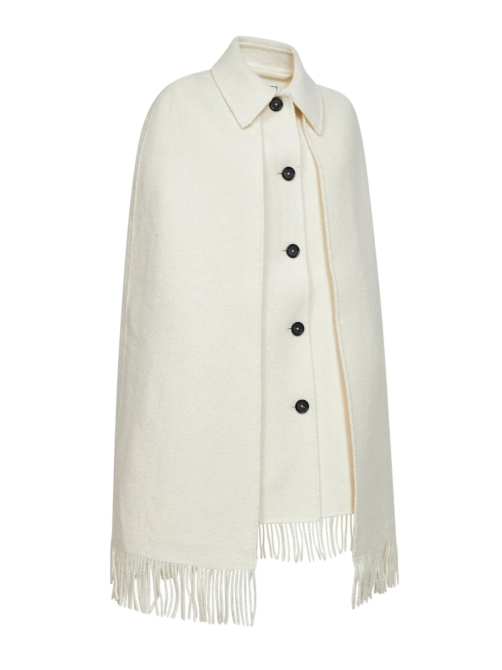 White Bouclé Fringe Cape Coat sold by Lord & Taylor product image thumbnail 3