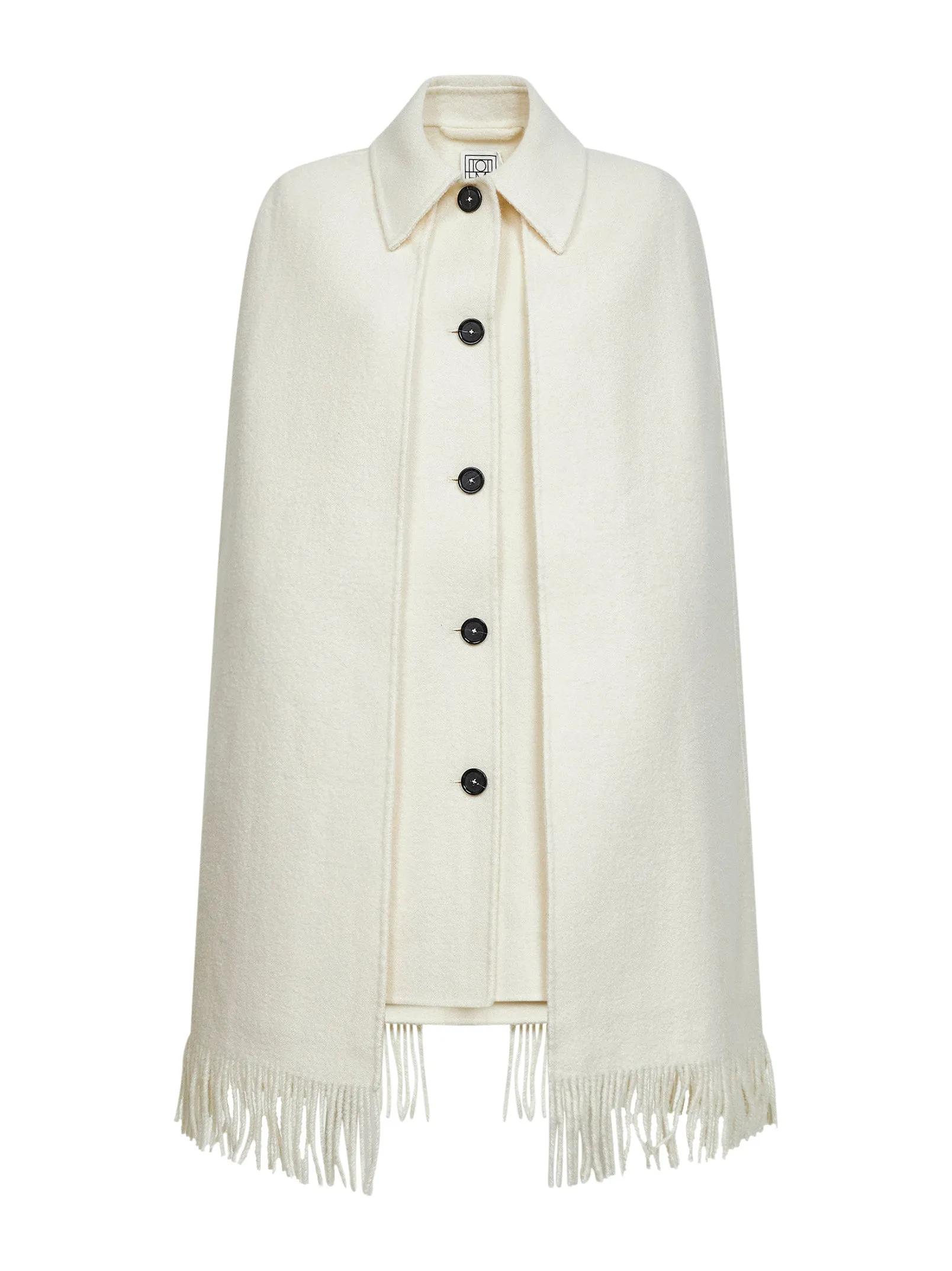 White Bouclé Fringe Cape Coat sold by Lord & Taylor