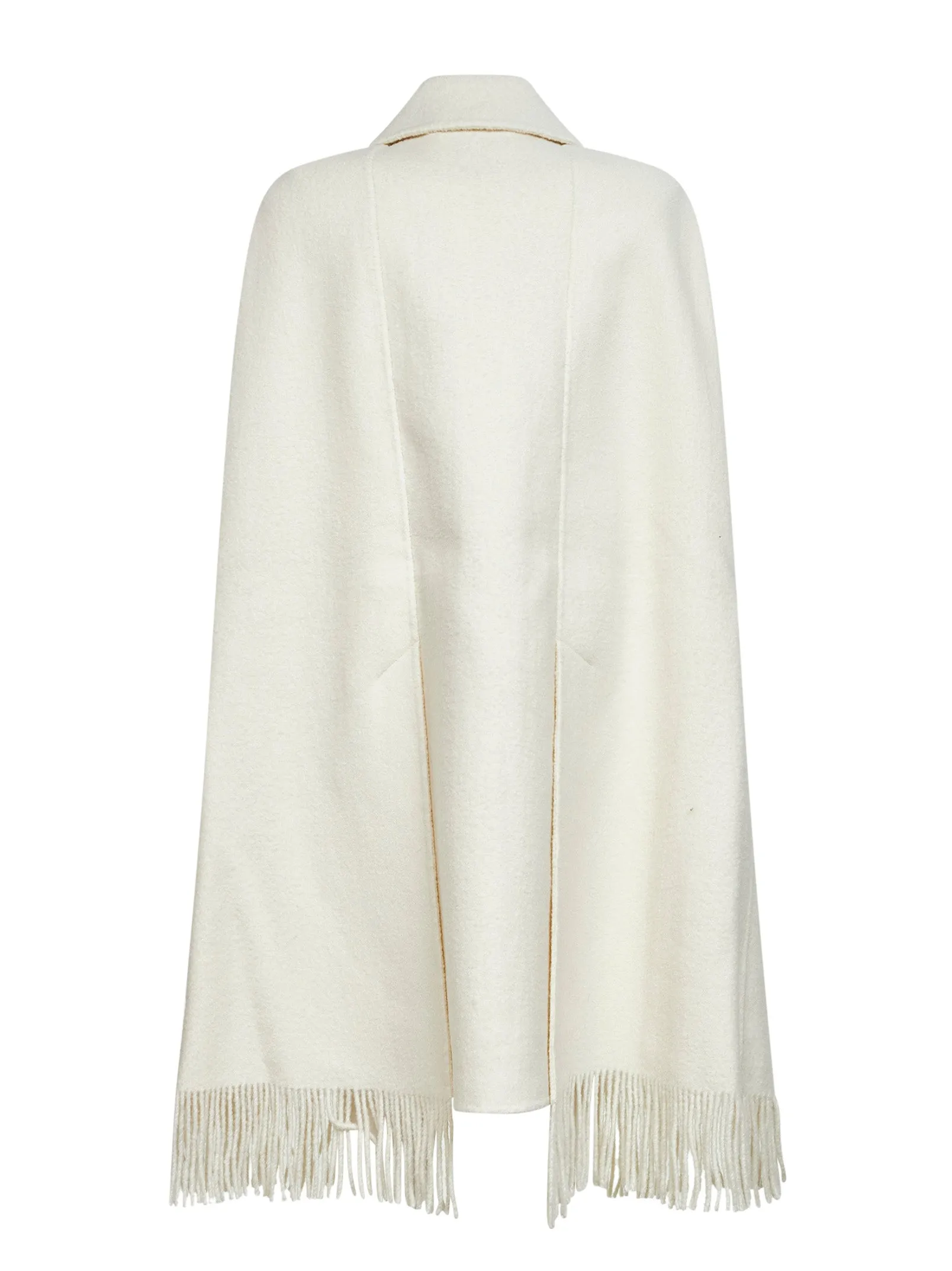 White Bouclé Fringe Cape Coat sold by Lord & Taylor product image thumbnail 2
