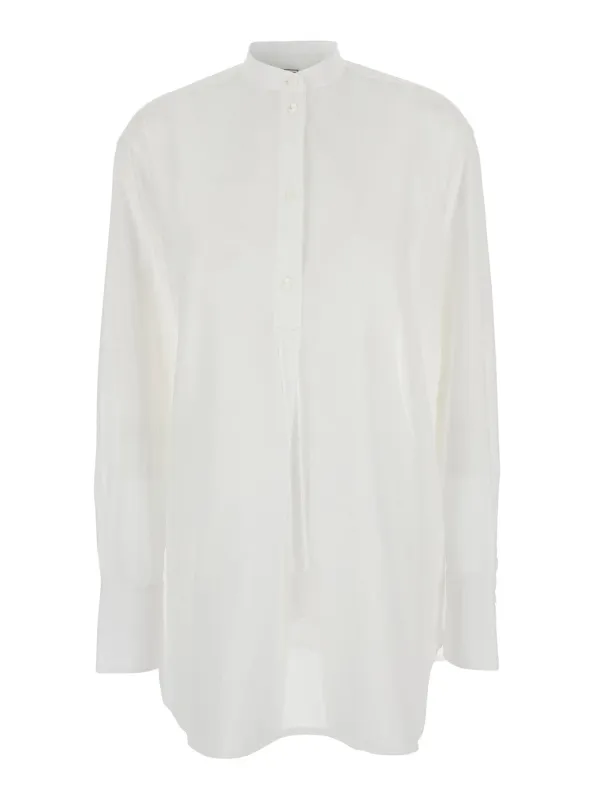 Shirt with Stand-Up Collar White Cotton made by Toteme