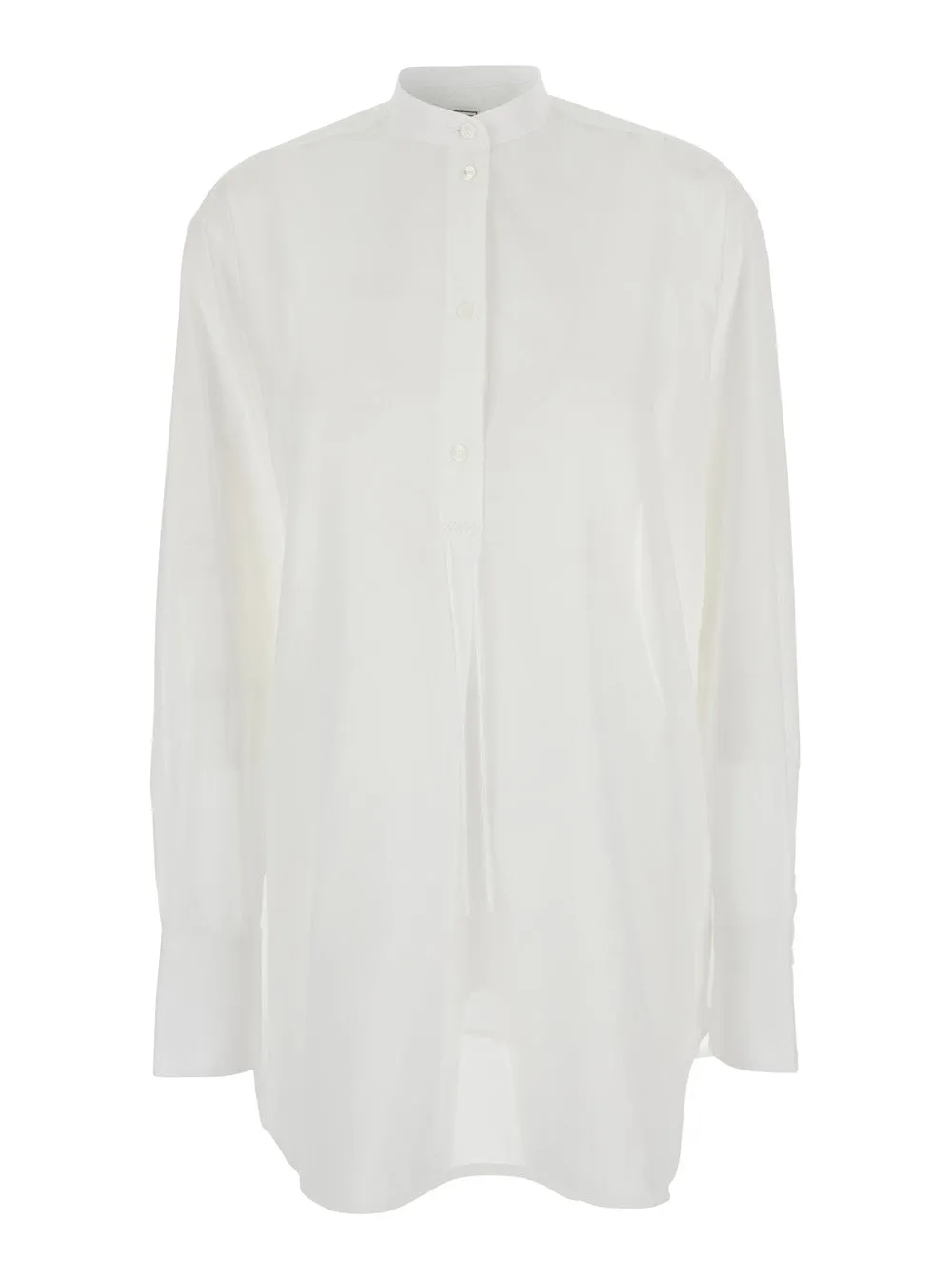 Shirt with Stand-Up Collar White Cotton sold by Lord & Taylor