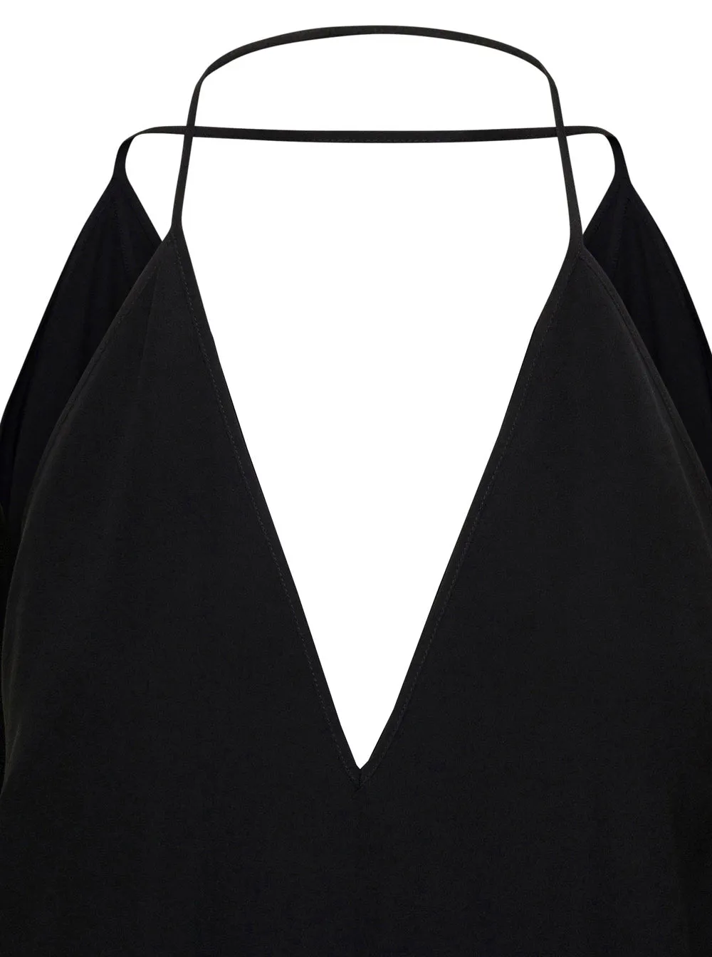 Black Silk Top with Double Halter Neck sold by Lord & Taylor product image thumbnail 3