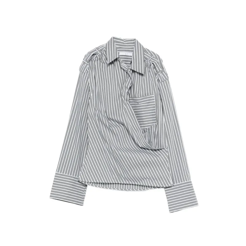 Striped Long Sleeve Shirt with Patch Pocket made by IRO