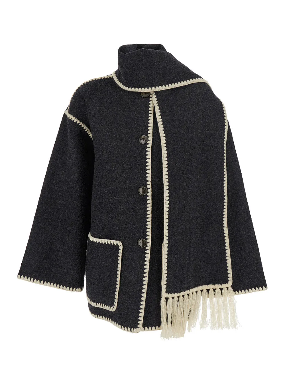 Jacket with Scarf Detail Grey Wool Blend sold by Lord & Taylor