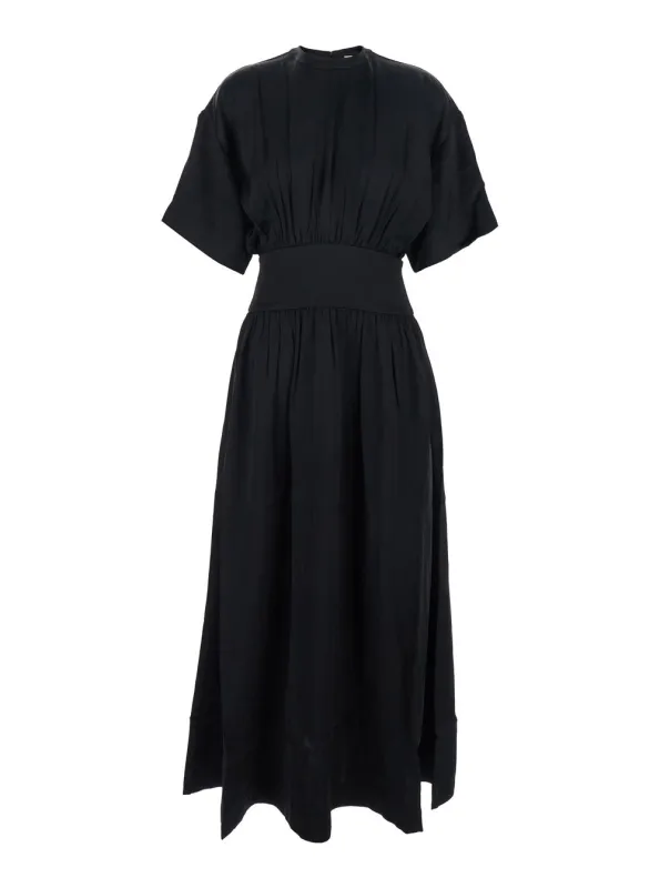 Long Dress Crew Neck Black Viscose made by Toteme