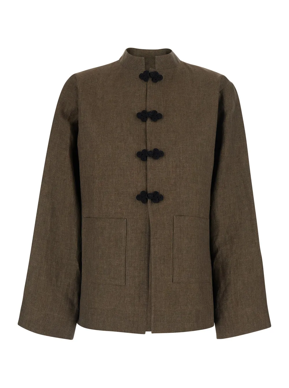 Linen Jacket 'Mandarin' Brown sold by Lord & Taylor