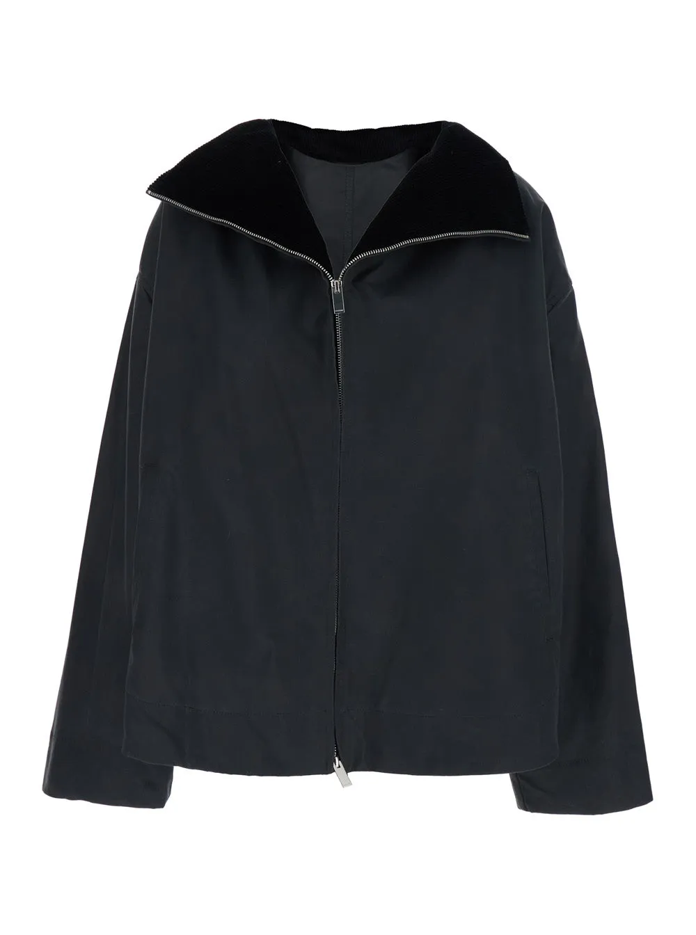 Jacket with Foldable Collar, Black Cotton sold by Lord & Taylor
