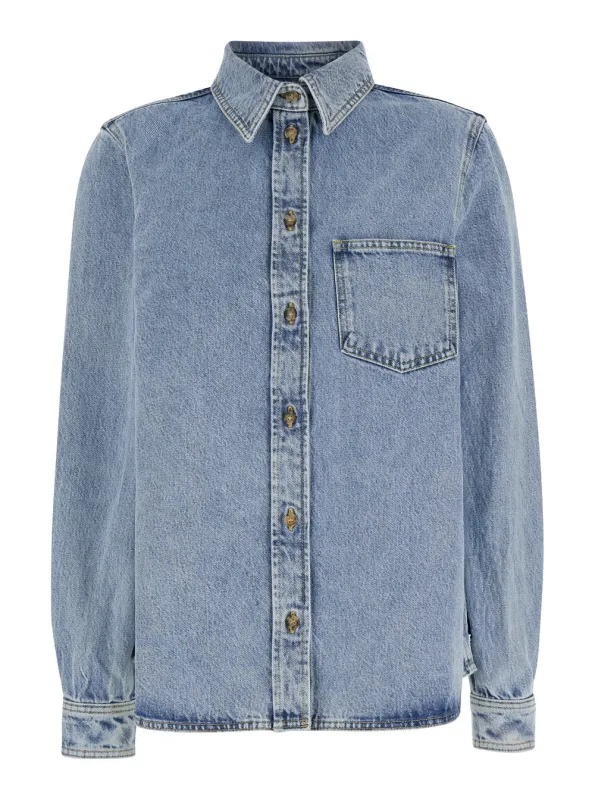Light Blue Denim Shirt with Patch Pocket made by Toteme