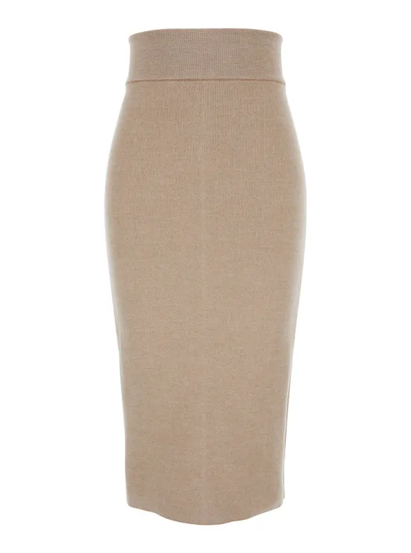 Beige Pencil Design Wool Skirt made by Jacquemus
