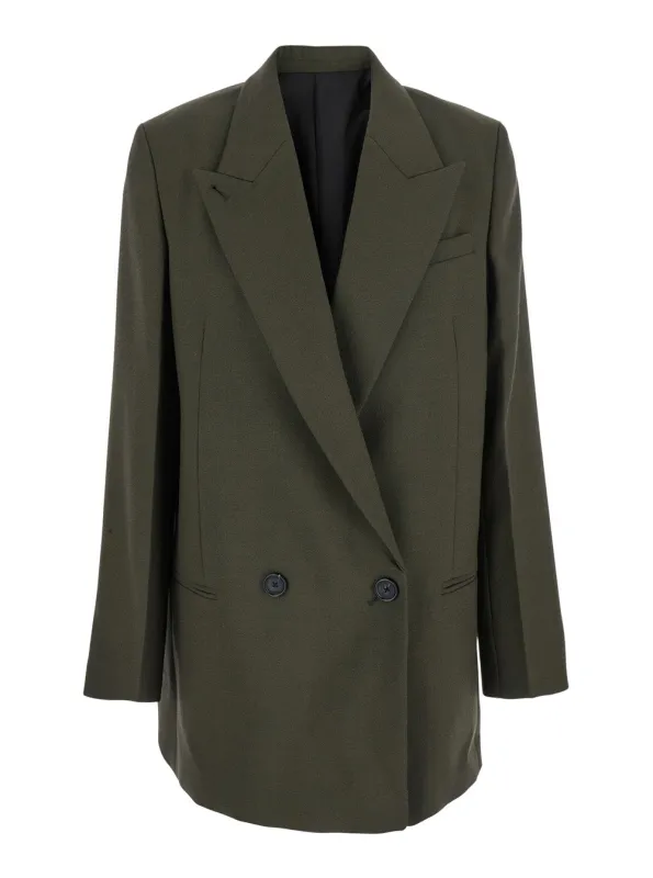 Green Double-Breasted Wool Blend Jacket made by Toteme