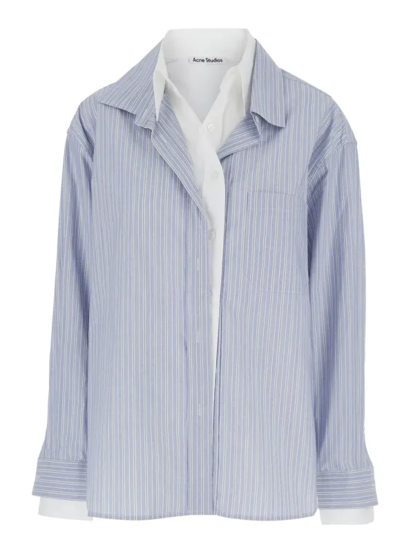 'Soublera' Light Blue Shirt with Striped Motif made by Acne Studios