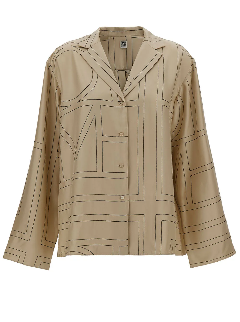 Shirt with Monogram Print, Beige Silk sold by Lord & Taylor product image thumbnail 3