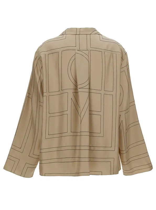 Shirt with Monogram Print, Beige Silk made by Toteme