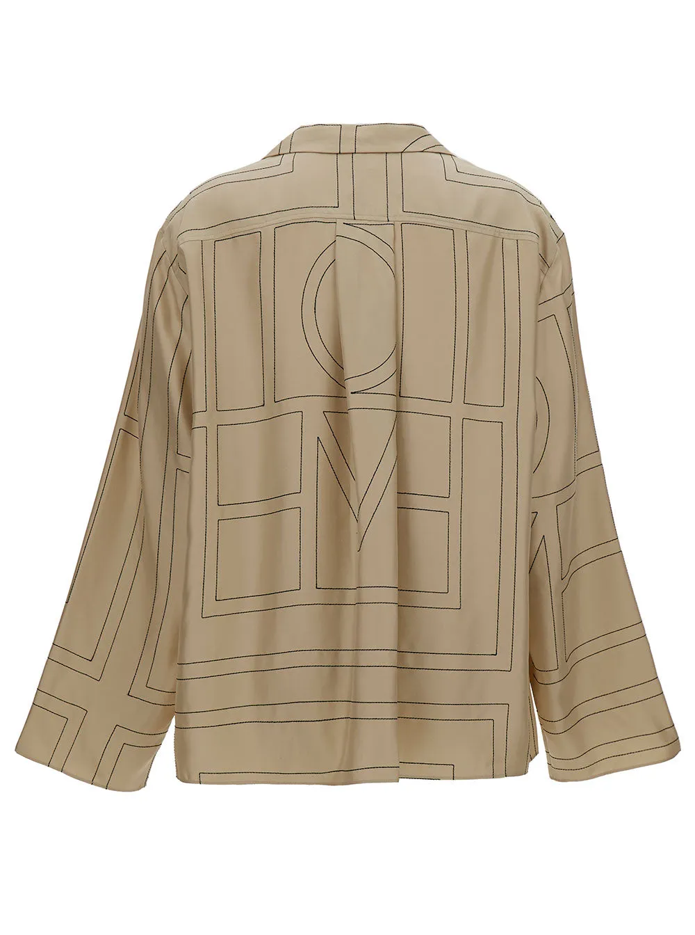 Shirt with Monogram Print, Beige Silk sold by Lord & Taylor