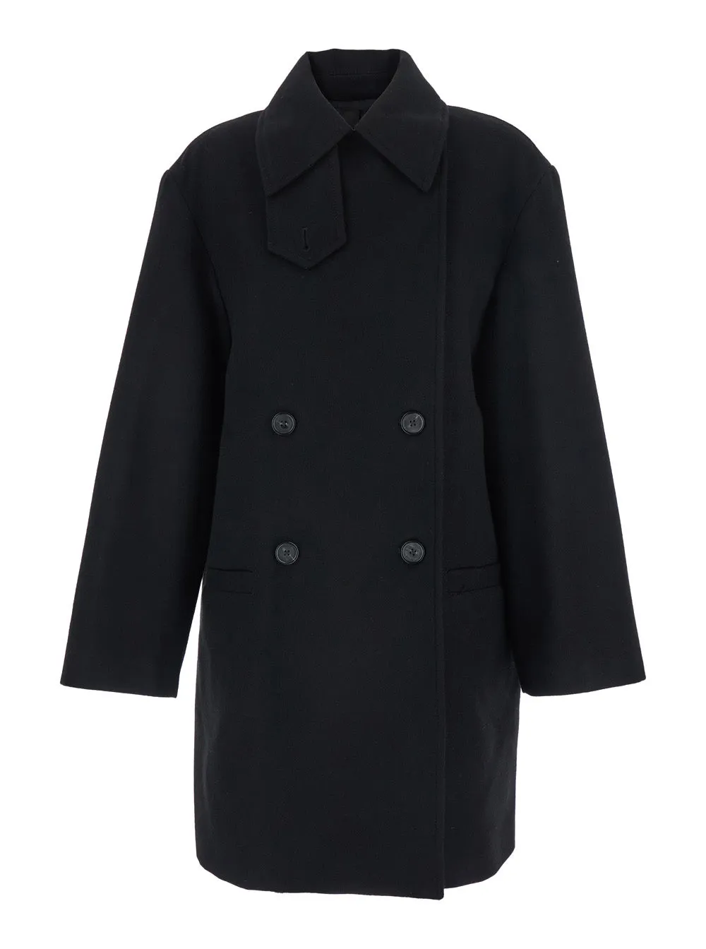 Double-Breasted Coat Black Wool sold by Lord & Taylor