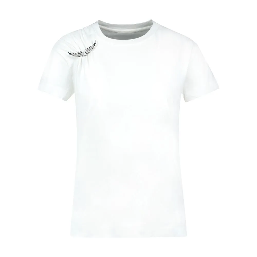 MC SUZAN WHITE T-SHIRT WITH GLITTER LOGO DETAILS sold by Lord & Taylor