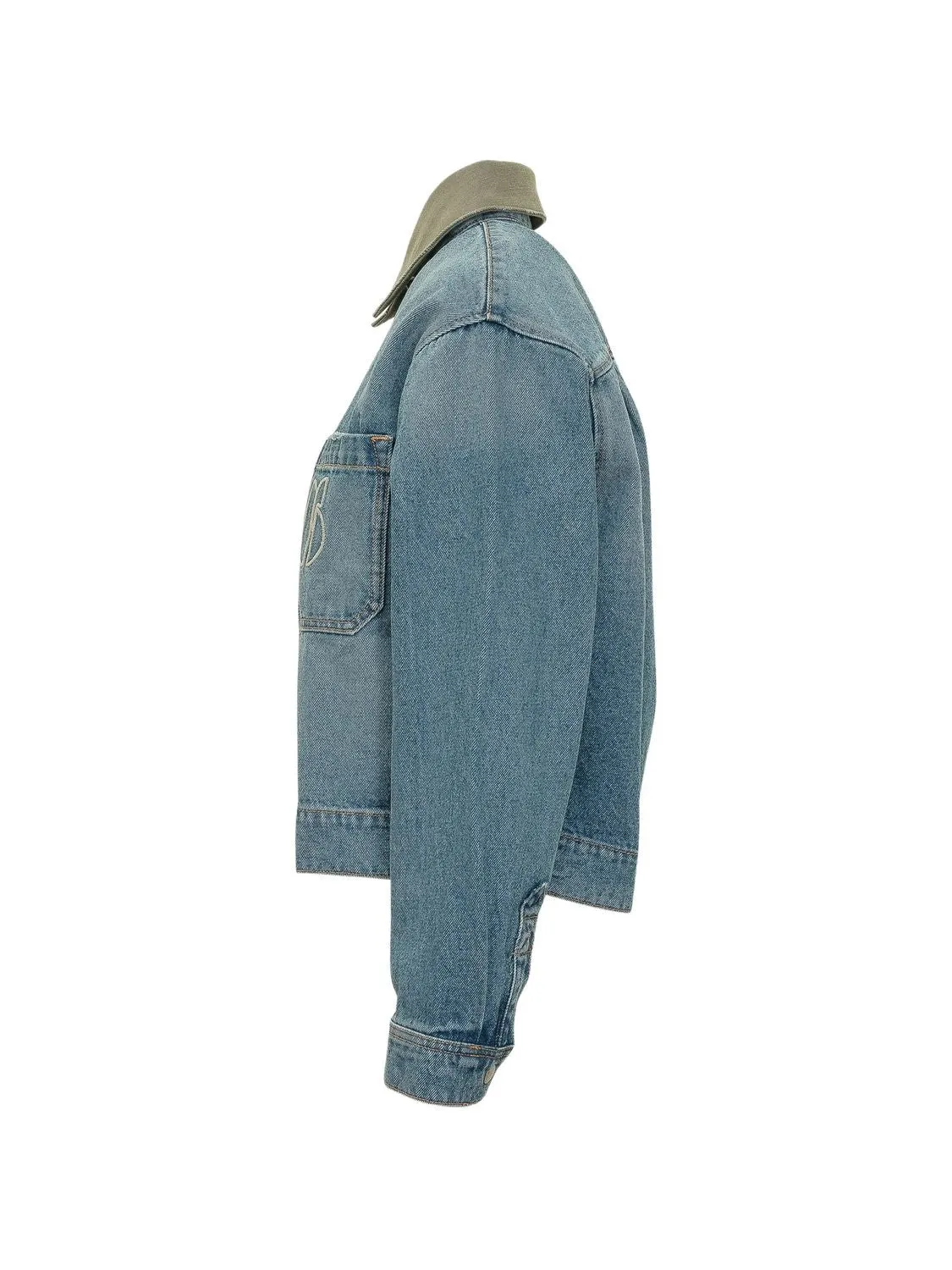 VIGILIO DENIM JACKET KHAKI COLLAR sold by Lord & Taylor product image thumbnail 2