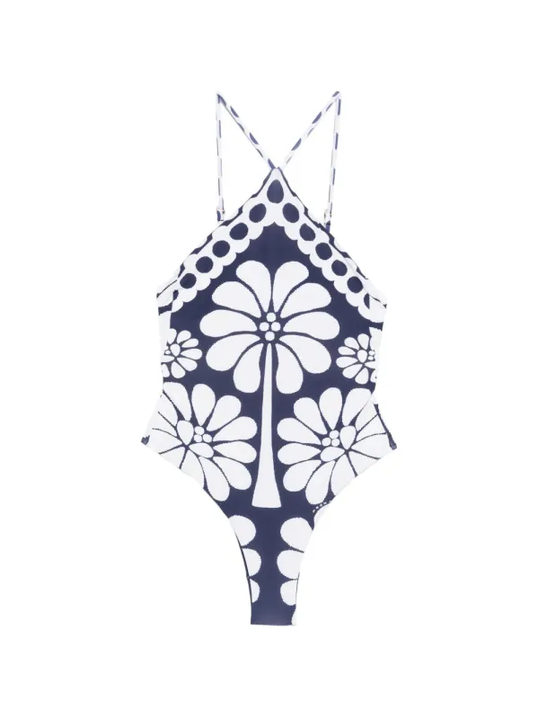 BAÑADOR PALERMO MARINO BLANCO FLORES made by FARM Rio