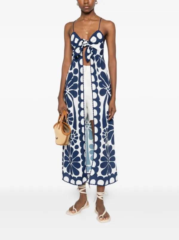 VESTIDO TIRANTES MARINO BLANCO FLORES made by FARM Rio