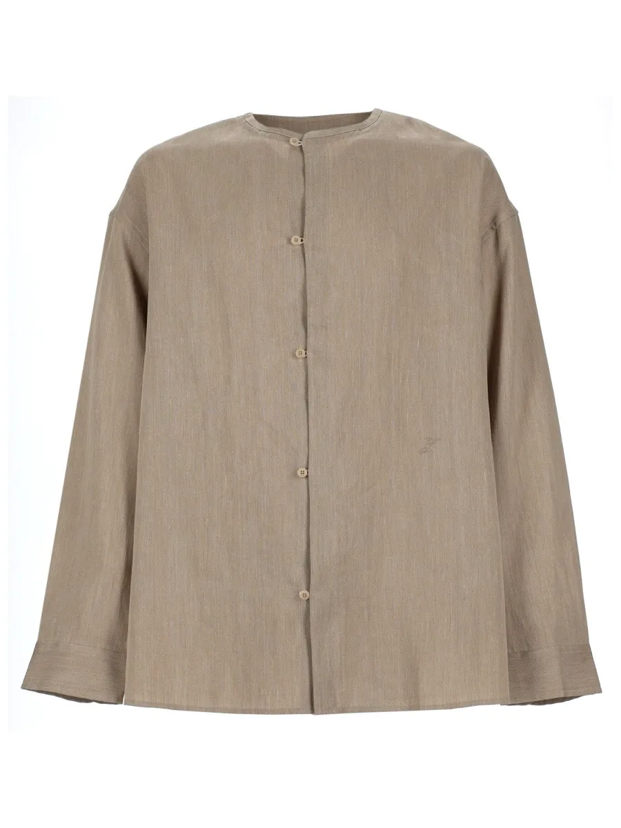 BEIGE LINEN-BLEND SHIRT sold by Lord & Taylor