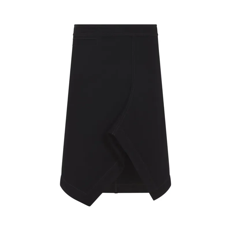 ASYMMETRIC BLACK SKIRT WITH GRAY STITCH made by Lemaire