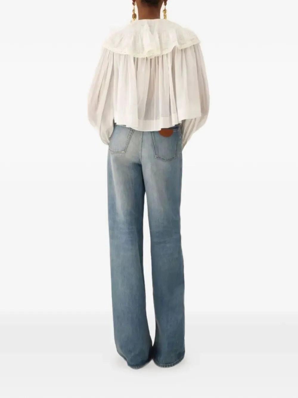 COTTON VOILE AND LACE CROPPED RUFFLE TOP sold by Lord & Taylor product image thumbnail 3