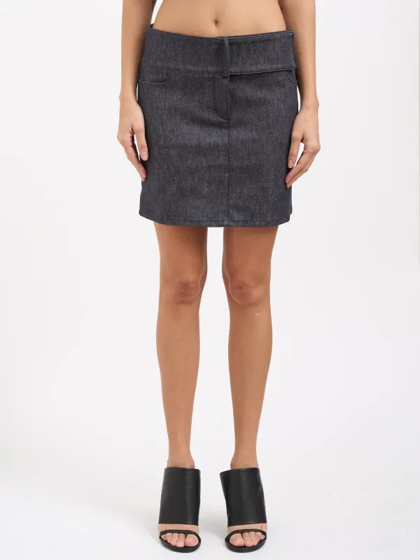 BELTED DENIM MINISKIRT made by Courreges