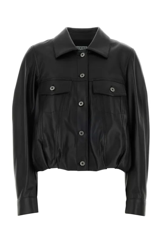 BLACK LEATHER JACKET made by Loewe