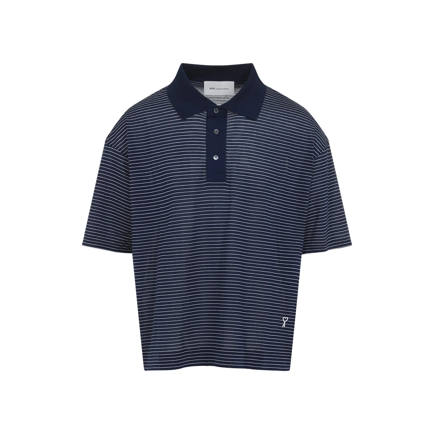 AMI PARIS BLUE STRIPED COTTON POLO sold by Lord & Taylor