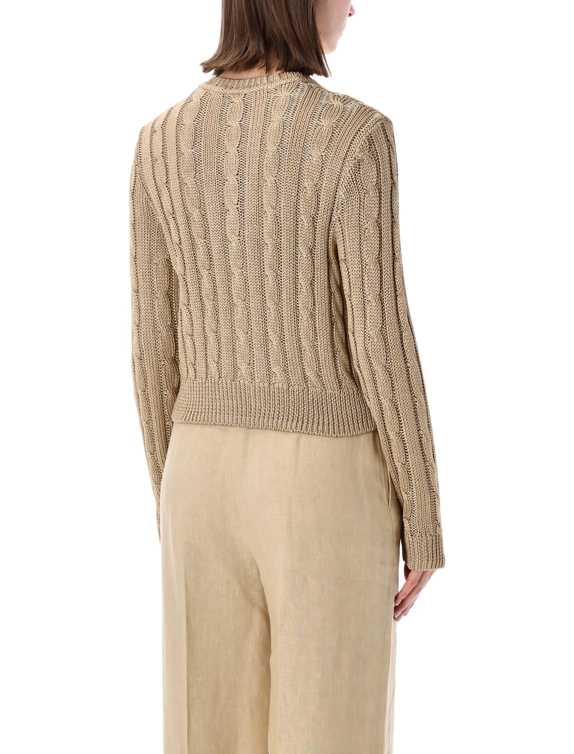 RALPH LAUREN CROPPED CABLE KNIT SILK CARDIGAN sold by Lord & Taylor product image thumbnail 2