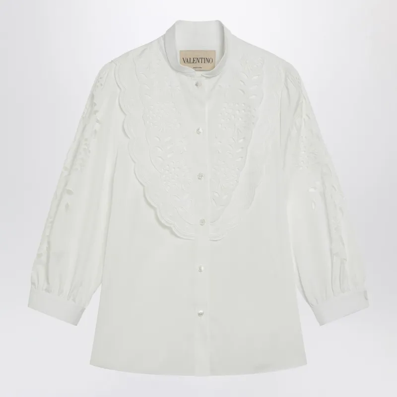 WHITE SHIRT WITH SANGALLO EMBROIDERY made by Valentino Garavani