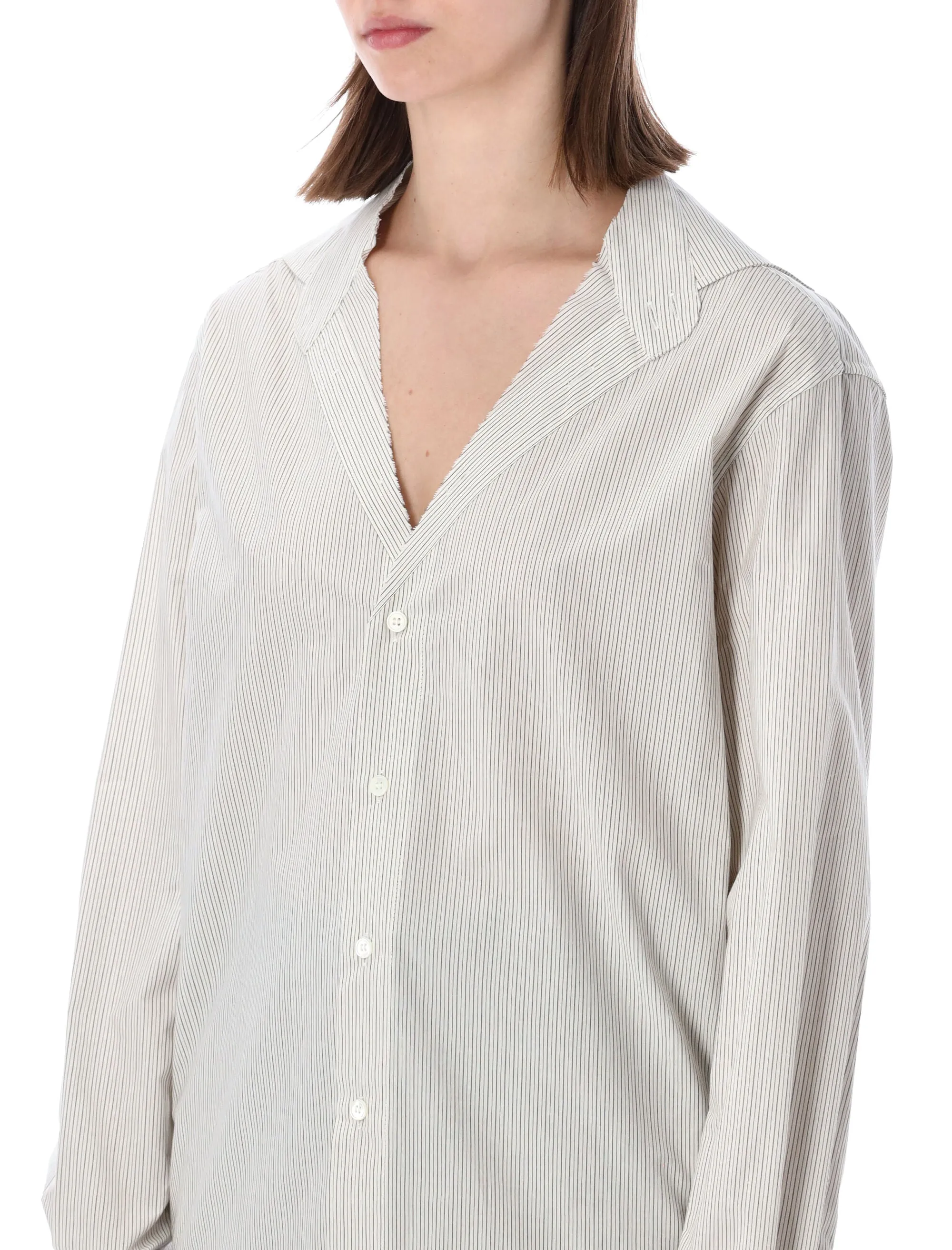 MM6 MAISON MARGIELA STRIPED COLLARLESS COTTON SHIRT sold by Lord & Taylor product image thumbnail 3