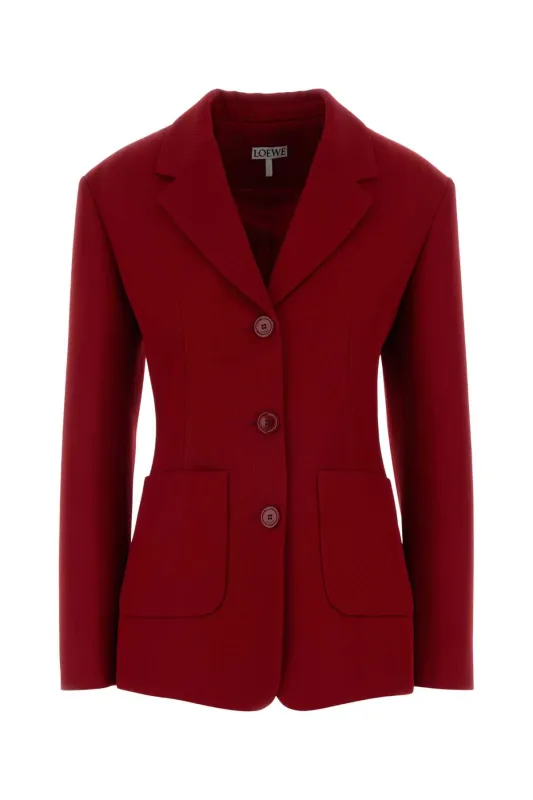 RED WOOL BLEND BLAZER made by Loewe