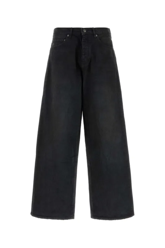 BLACK DENIM WIDE-LEG JEANS made by Balenciaga
