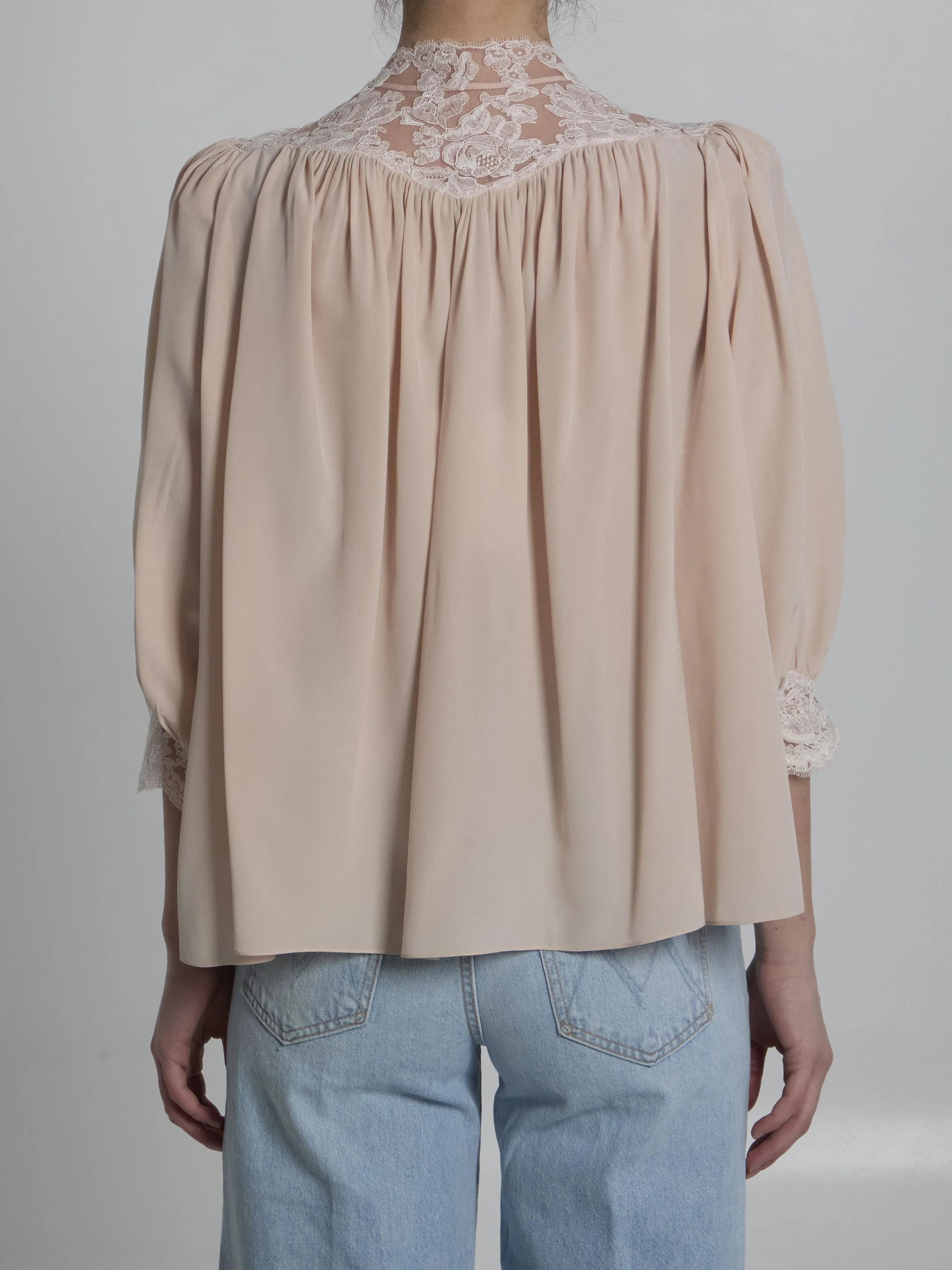 SILK BLOUSE WITH LACE DETAILS sold by Lord & Taylor product image thumbnail 4